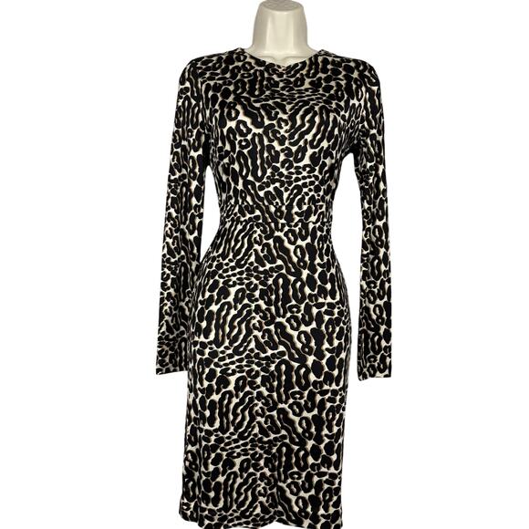 Tory Burch Cheetah Print Bodycon Dress Animal Party Date Event Black Tan - XS - Picture 3 of 9